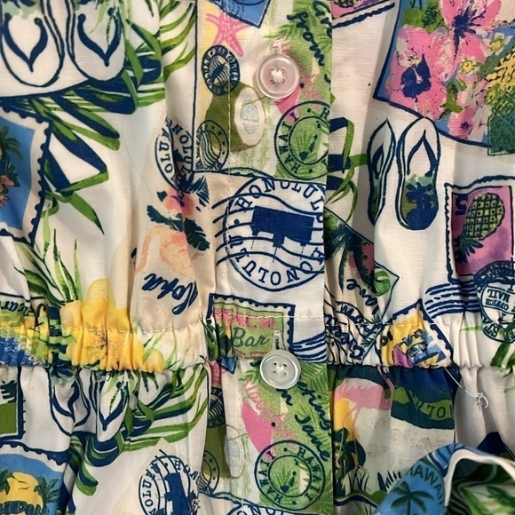 Gorgeous Vintage Look Button Down Collared Short Sleeve Travel Dress Medium - Picture 4 of 9